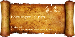 Hartinger Kinga névjegykártya